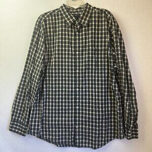 Banana Republic Shirt men's‎  Size XXL Gray White black Check Plaid Long Sleeve
